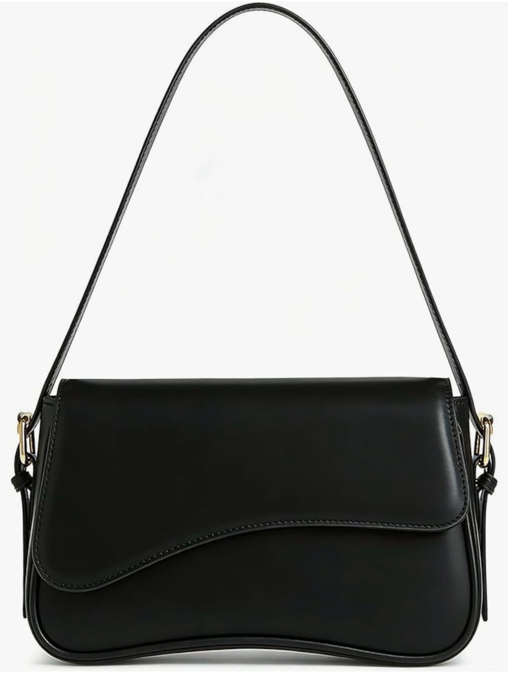 Elegant Black Shoulder Bag Y2K Crossbody Purse PU Leather Underarm Handbag